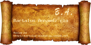 Bartalus Annamária névjegykártya
